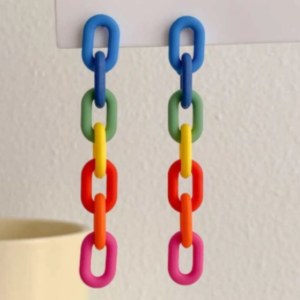 Rainbow Chain Earrings Y2K